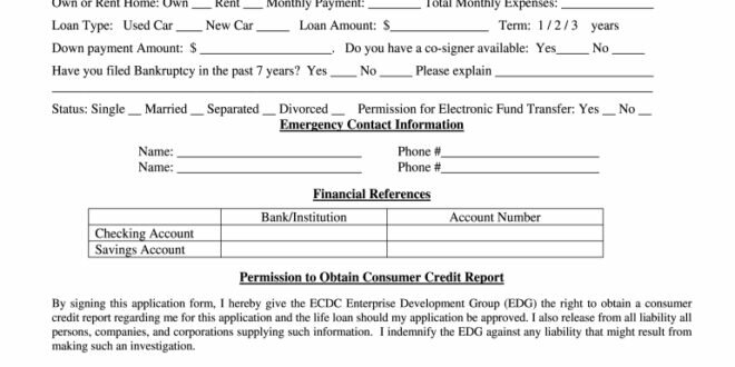 Sample Car Loan Application Form