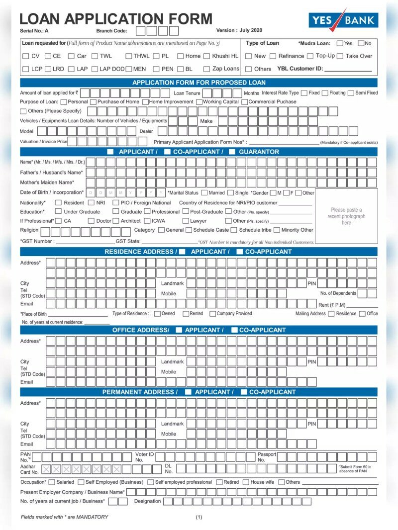 Bank Loan Application Form Pdf